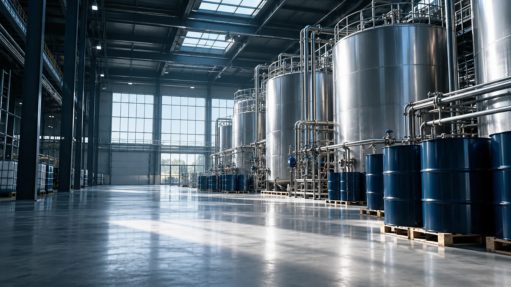 Generic industrial drums and stainless-steel processing vessels